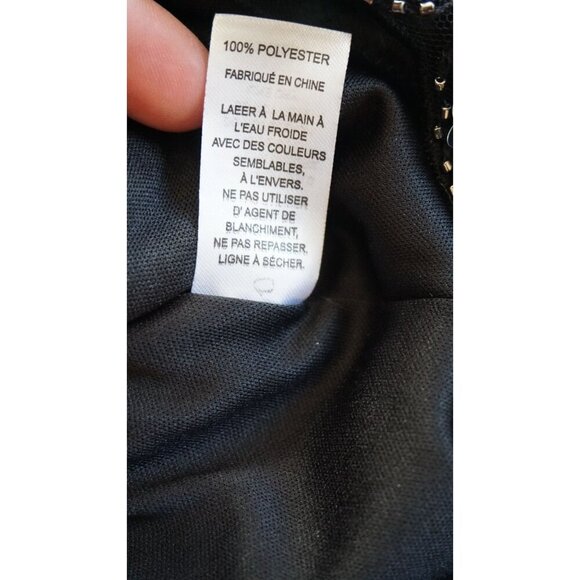 Prima Black Sequin Long Sleeve V-Neck Top With Scalloped Hem - Size M - Picture 7 of 8